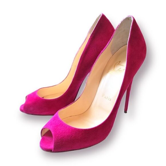 Christian Louboutin Pink Suede Hyper Prive Peep Toe Platform Pumps |Size: EU38| - Picture 3 of 9